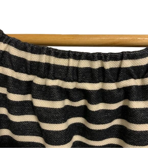 Madewell Black and White Striped Short Sleeve Off Shoulder Mini Dress - Picture 4 of 8